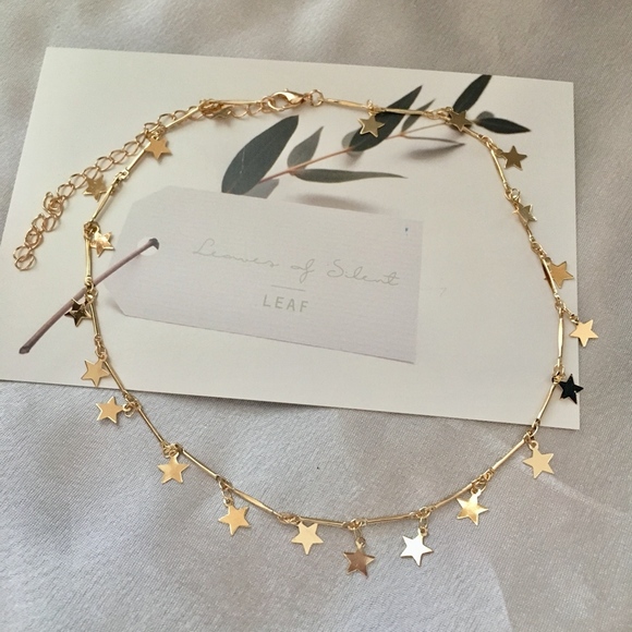 'Luminary' Gold Stars Dangle Choker Necklace - Picture 2 of 8
